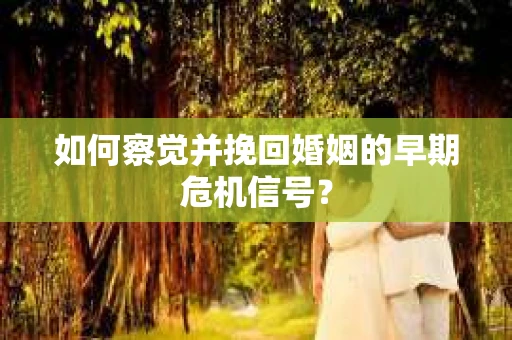 如何察觉并挽回婚姻的早期危机信号？