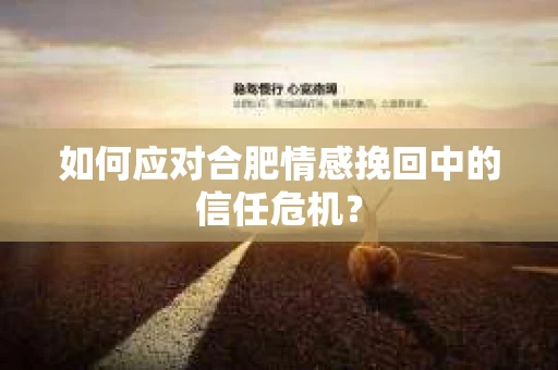 如何应对合肥情感挽回中的信任危机？